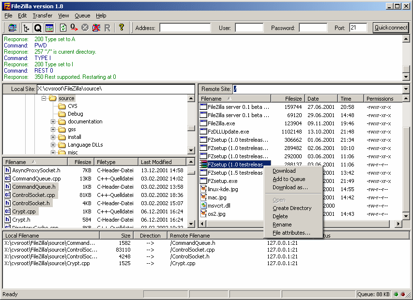 FileZilla Screenshot