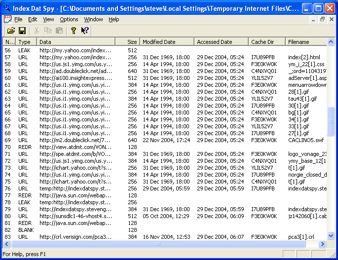 Index Dat Spy Screenshot