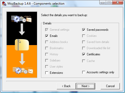 MozBackup Screenshot