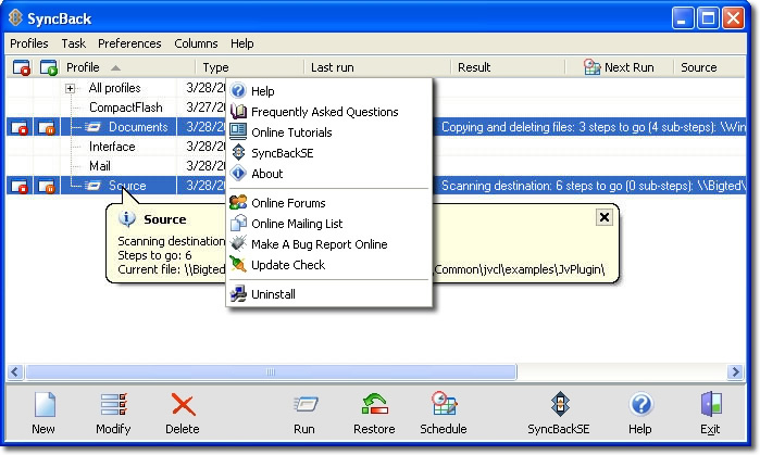 SyncBack Screenshot