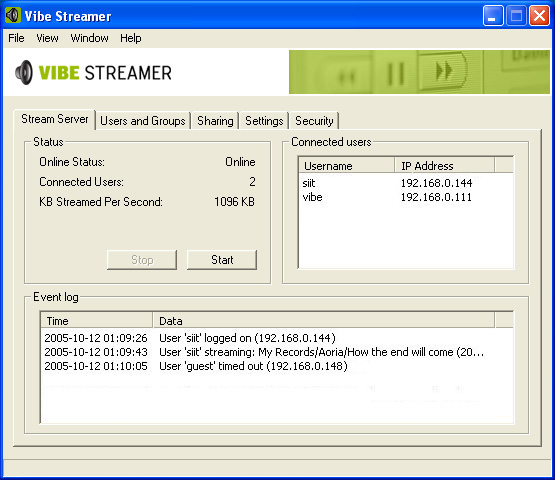 Vibe Streamer Screenshot
