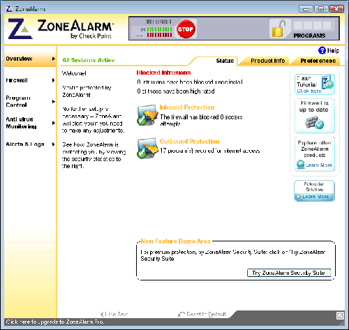 ZoneAlarm Screenshot